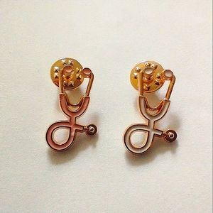 🧁 3/$30 Two Stethoscope Enamel Pins NEW